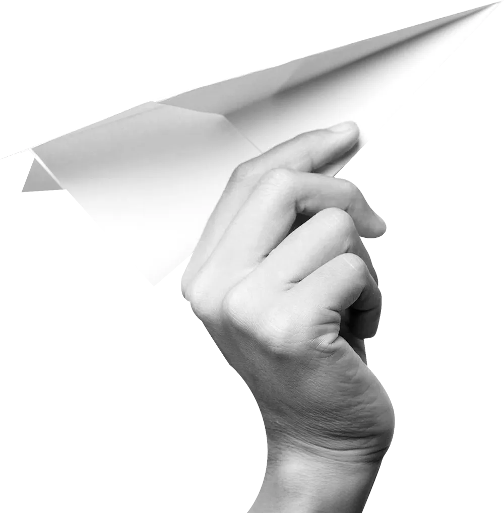 hand holding a paper plane