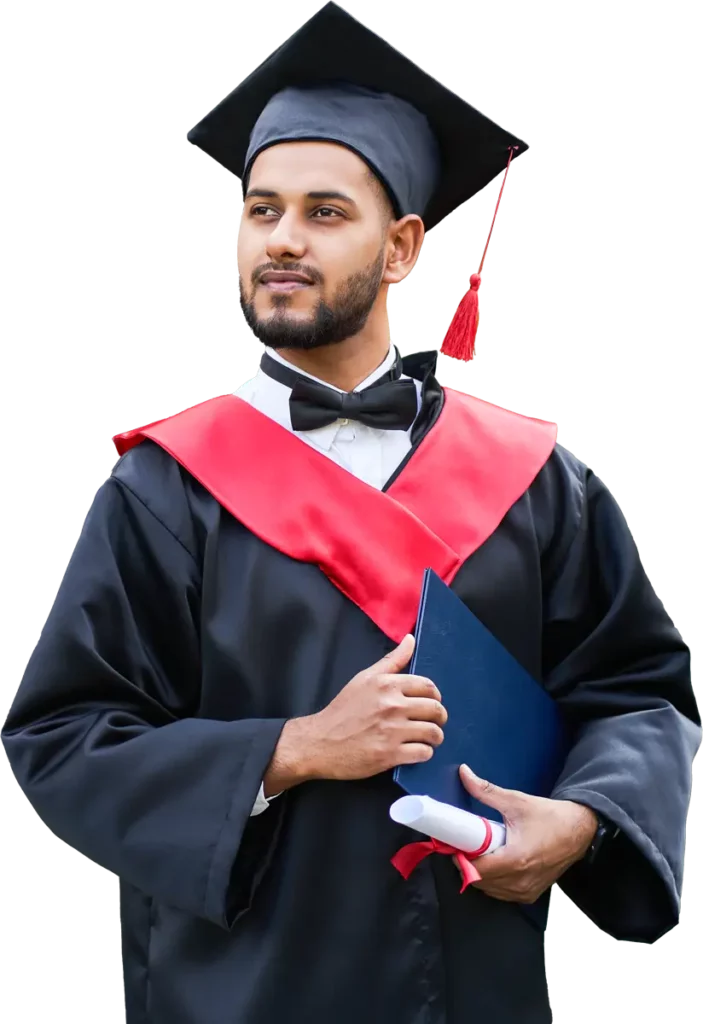 student holding a university degree